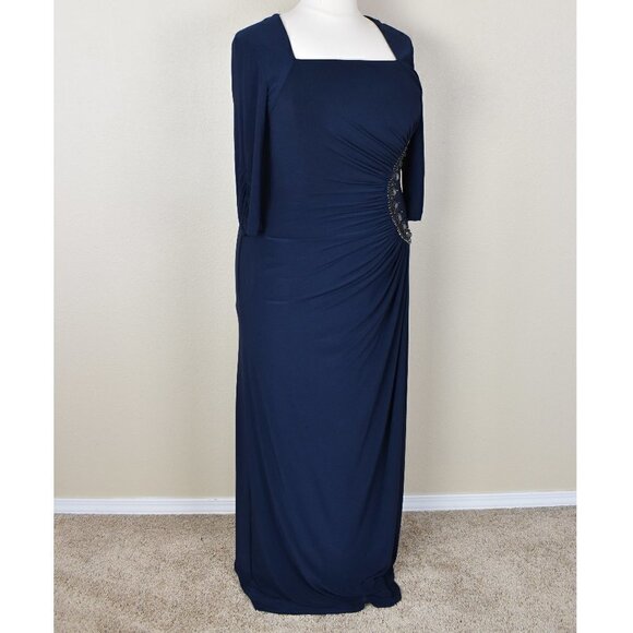 Adrianna Papell Square Neck Bead Embellished Formal Dress - Picture 7 of 9